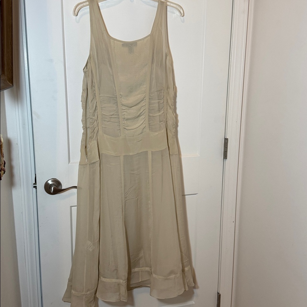 DKNY Silk Shell Top in Light Beige